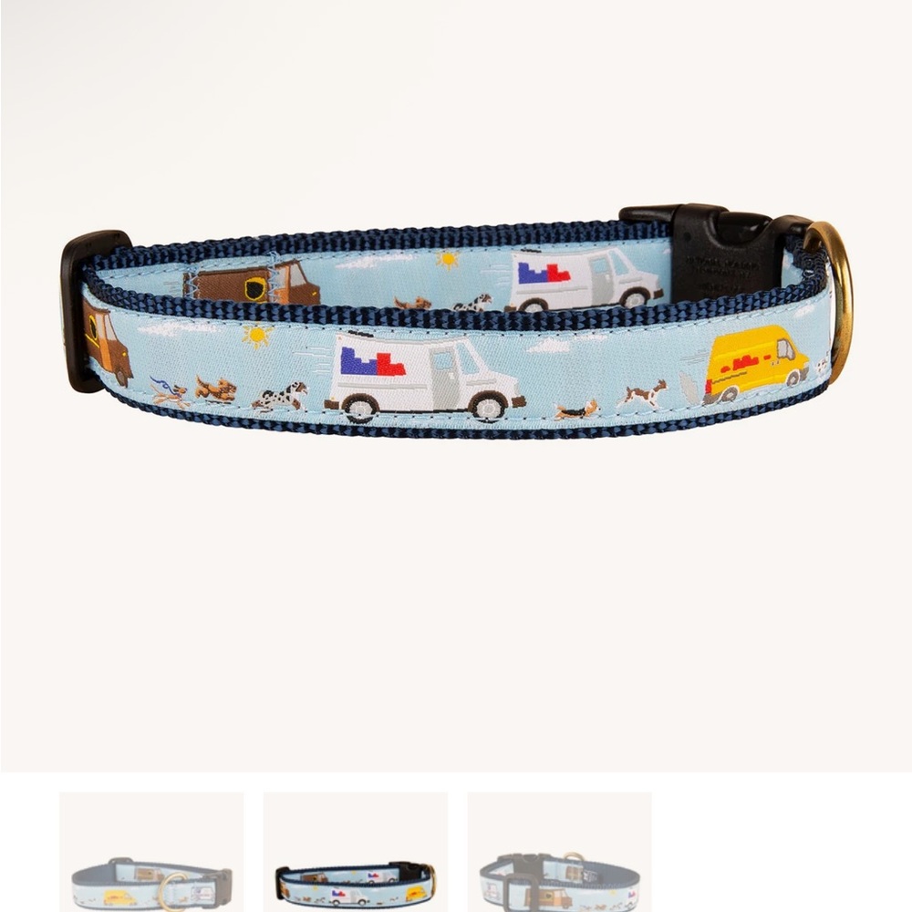 Blue Dog Collar with Vehicle Print